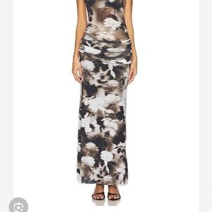bec + bridge Neutral and Black Floral Gown